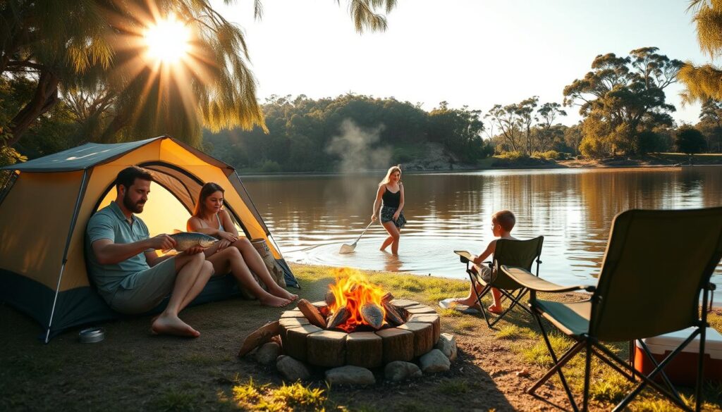 Family camping at Narrabeen Lagoon
